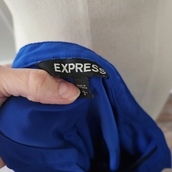 Express Size Large Royal Blue Portifino button up dress tie waist - Picture 8 of 8